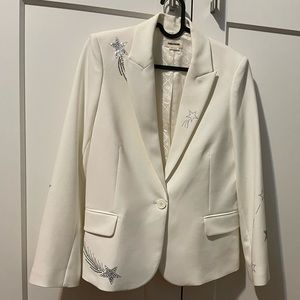 Zadig & Voltaire White Blazer with Silver Star Embellishments